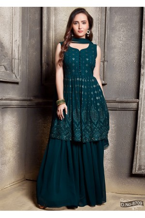 Dark Green Georgette  Sharara
